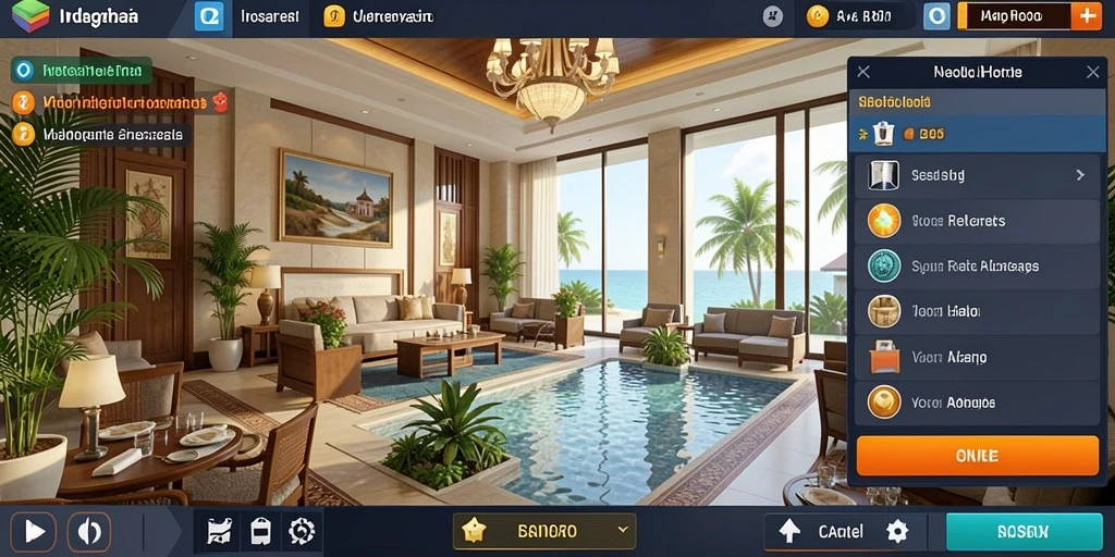 Screenshot menunjukkan tampilan utama game dengan grafis yang indah.
